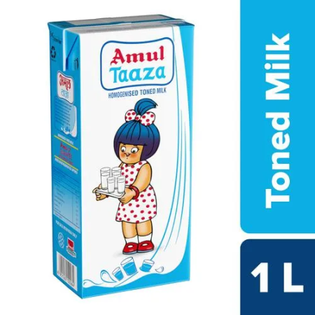 Amul Taaza Homogenised Tetra Pack Toned Milk,1Ltr