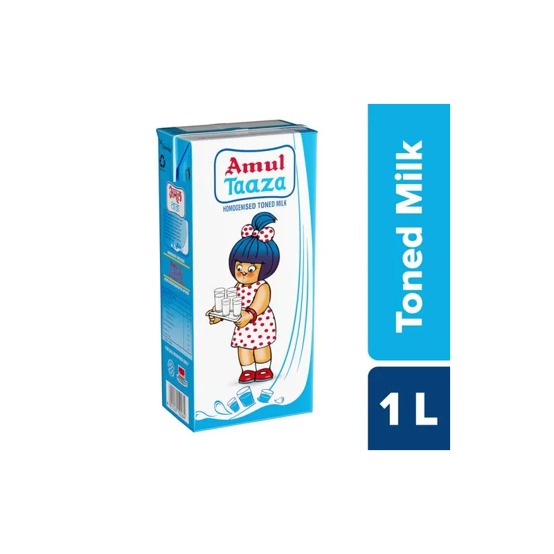 Amul Taaza Homogenised Tetra Pack Toned Milk,1Ltr