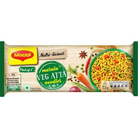 Maggi Nutri Licious Masala Veg Atta Noodles (4 Pack),300Gm