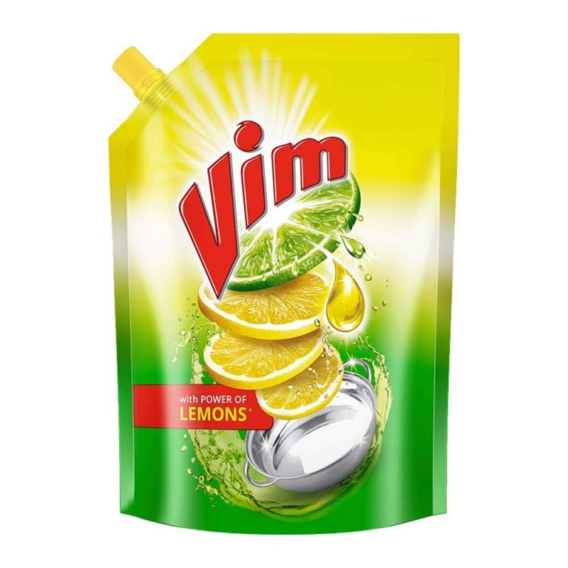 Vim Dish Wash Liquid Lemon Gel Pouch,1Ltr